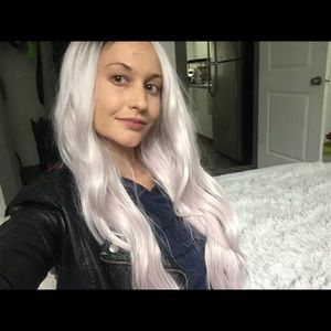 Lace front synthetic rose pink wig